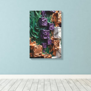 Impressão Em Tela Cubos de Cobre Esmeralda - Abstrato Impasto 3D Ver