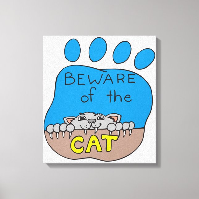 Impressão Em Tela Cuidado com o gato (Frente)