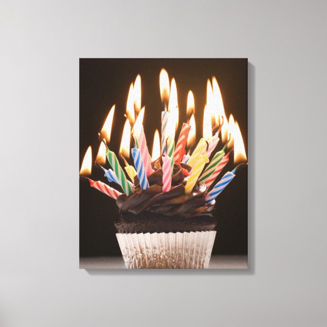 Impressão Em Tela Cupcake com velas de aniversário (Frente)