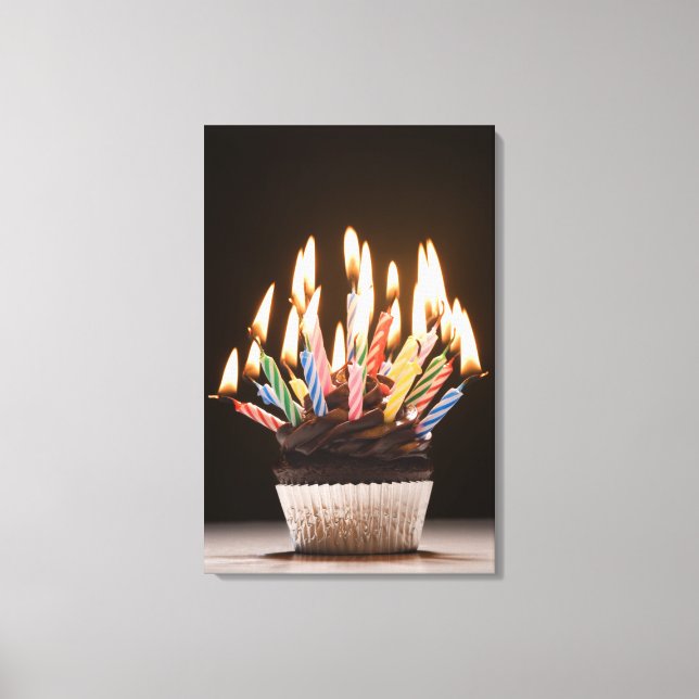 Impressão Em Tela Cupcake com velas de aniversário (Frente)