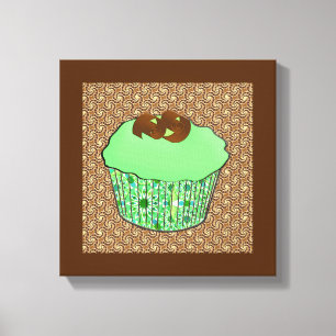 Impressão Em Tela Cupcake do chocolate do fosco da hortelã, fundo d