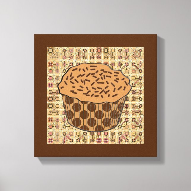 Impressão Em Tela Cupcake do Fosco de Caramelo com borrachas (Frente)