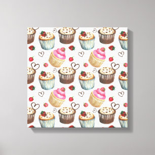 Impressão Em Tela cupcakes de aquarela