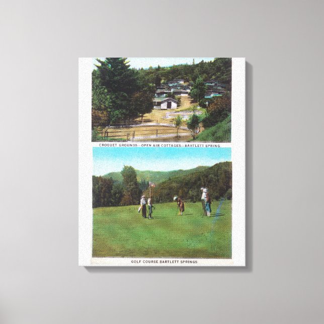 Impressão Em Tela Curso de Golfe, Motivos de Croquet, Algodão (Frente)