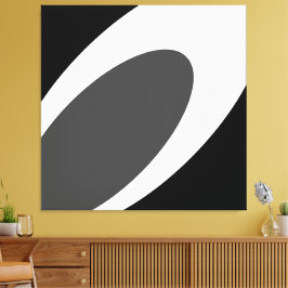 Impressão Em Tela Curvas de Abstrato preto-branco de Cinza Varridas