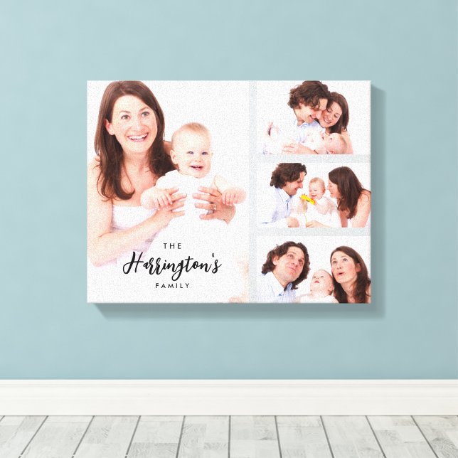 Impressão Em Tela Custom 4 Family Photos Collage Rectangle Frame (Insitu(piso de madeira))