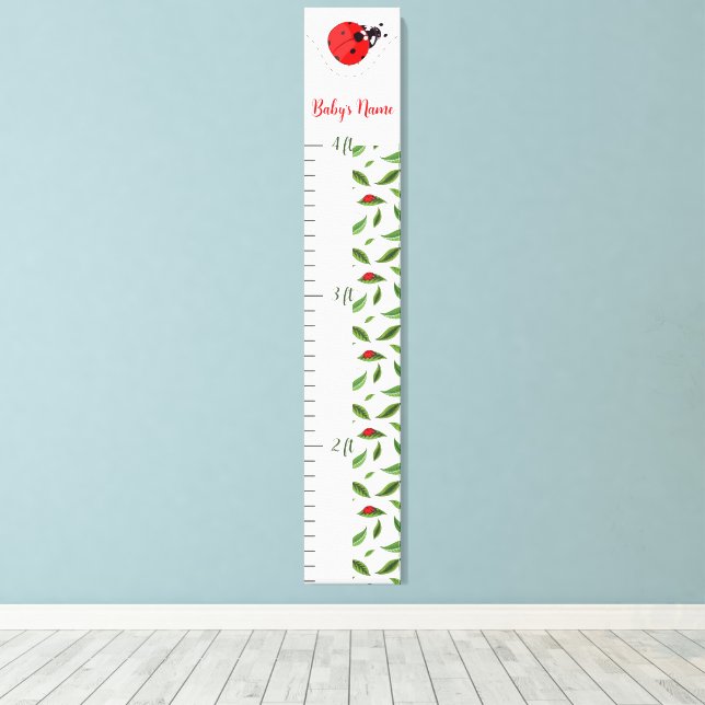 Impressão Em Tela Custom Name Ladybug Growth Chart for Kids (Insitu(piso de madeira))