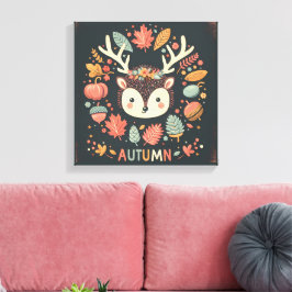 Impressão Em Tela Cute Boho Autumn Hedgehog Wreath Wall Decal