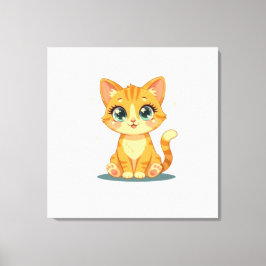 Impressão Em Tela **Cute Cartoon Cat – Adorable Kitty Illustration**