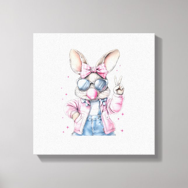 Impressão Em Tela Cute Easter Day Bunny Blowing Bubble Rabbit Women  (Frente)
