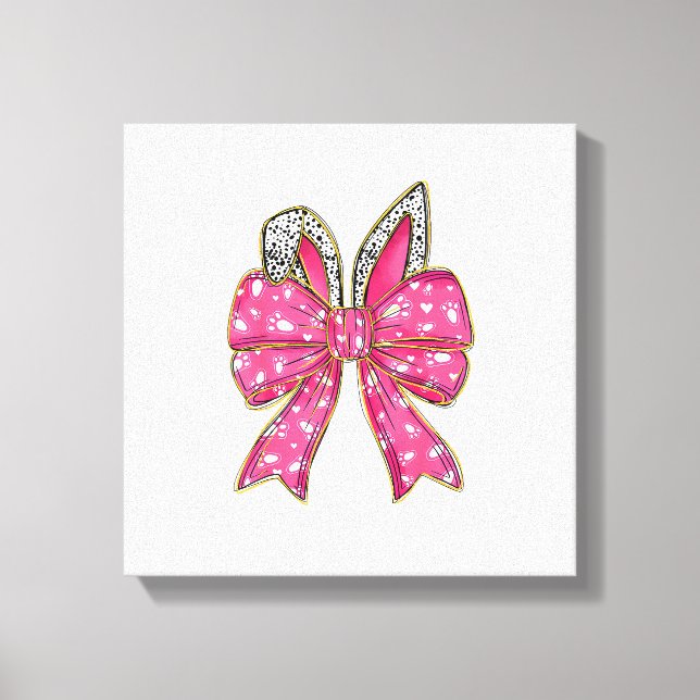 Impressão Em Tela Cute Easter Day Coquette Bow Bunny Rabbit Womens G (Frente)