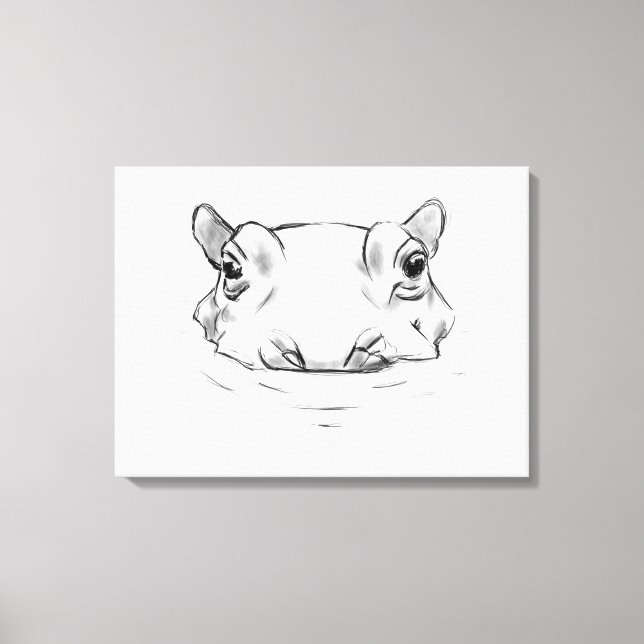 Impressão Em Tela Cute hippo drawing (Frente)