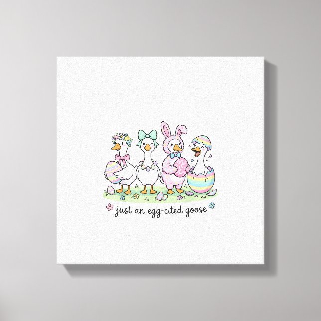 Impressão Em Tela Cute Just an Eggcited Goose Easter Day Girl Women  (Frente)