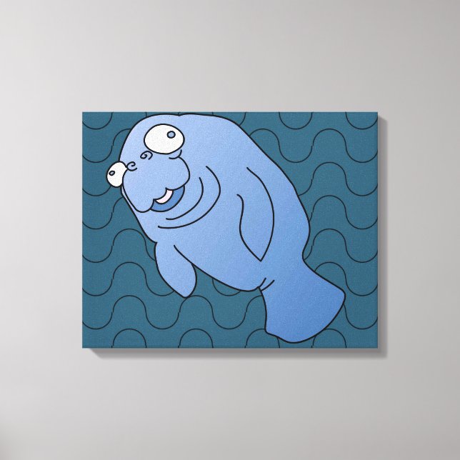 Impressão Em Tela Cute Manatee Hugger Cartoon Animal (Frente)