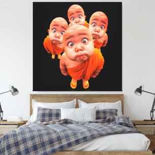 Impressão Em Tela Cute monge jovem Minimalista Robe Laranja