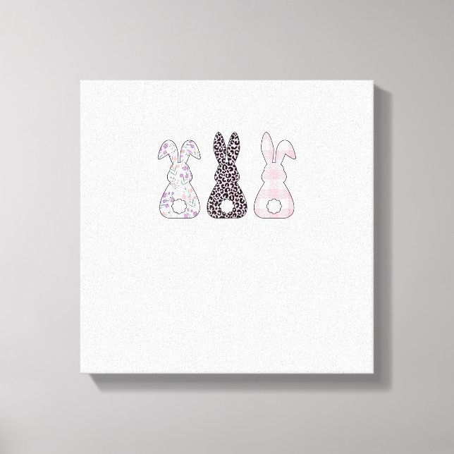 Impressão Em Tela Cute Pink Bunnies Happy Easter Bunny Women Girls T (Frente)