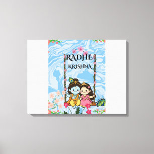 Impressão Em Tela Cute Radha Krishna em Balanço Arte de Parede Shr