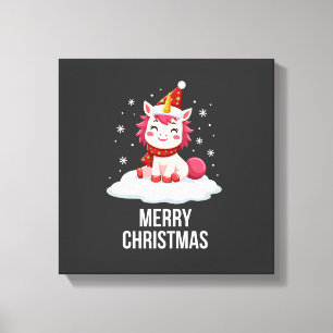 Impressão Em Tela Cute unicórnio chapéu de Natal unicórnio T-Shirt d