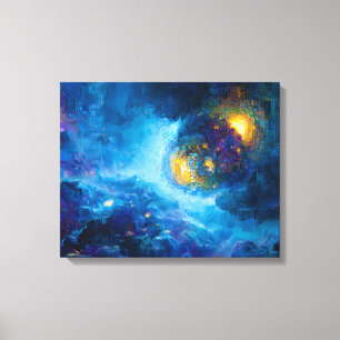 Impressão Em Tela Cyberpunk Digital Nebula Landscape