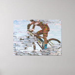 Impressão Em Tela Cyclist Reflection on Rain-Soaked Cobblestones: Ar