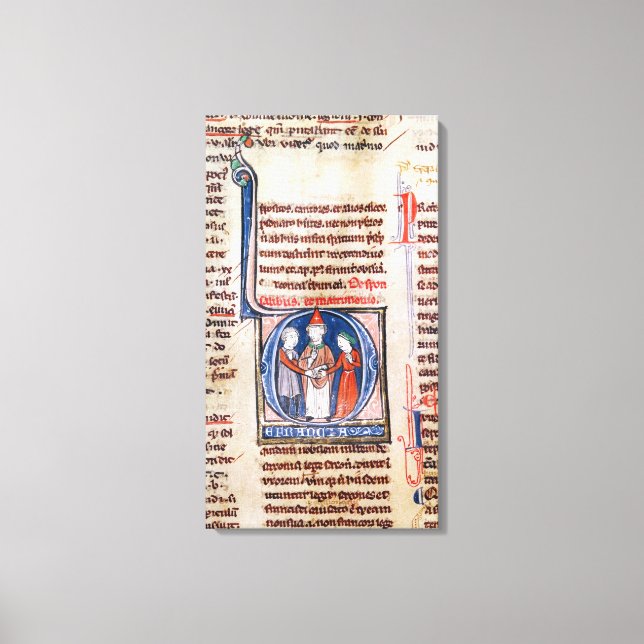 Impressão Em Tela "D" inicial historiado que representa um casamento (Frente)