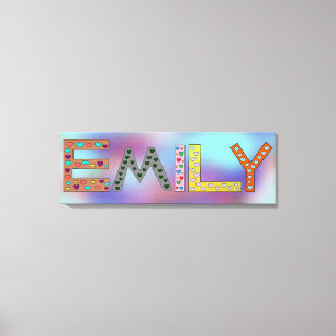 Impressão Em Tela Da menina colorida das letras de EMILY o design