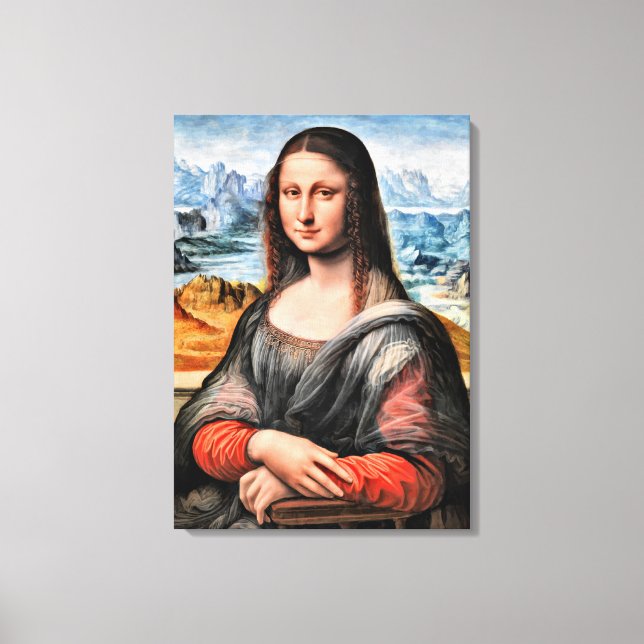 Impressão Em Tela Da Vinci - Mona Lisa, pintura mundialmente famosa (Frente)