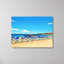 impressão em tela da vista da praia de Tenerife