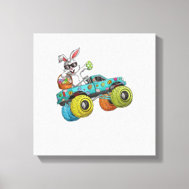 Impressão Em Tela Dabbing Bunny Happy Easter Monster Truck Lovers Ki (Frente)