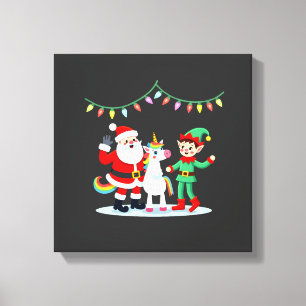 Impressão Em Tela Dabbing Papai Noel Elfo Unicórnio Natal Crianças M