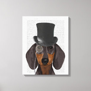 Impressão Em Tela Dachshund, Chapéu Formal e Chapéu