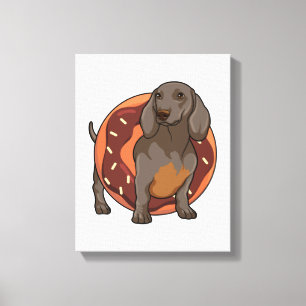Impressão Em Tela Dachshund com Rosquinha