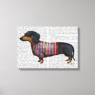 Impressão Em Tela Dachshund Com Sweater Wooly