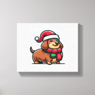 Impressão Em Tela Dachshund Elegance Christmas Anticipation Classic