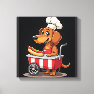 Impressão Em Tela Dachshund Engraçado Cachorro Sanduíche de Cachorro