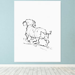 Impressão Em Tela Dachshund Feliz – Ilustração de Cachorro Salsicha