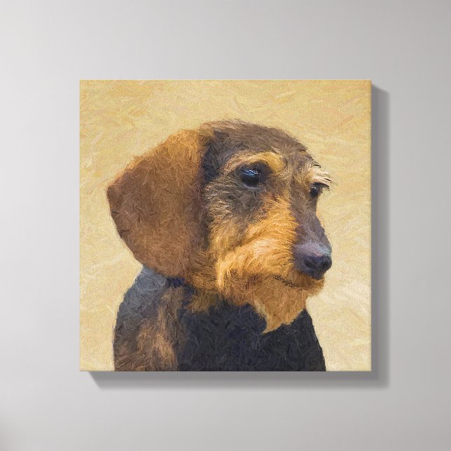 Impressão Em Tela Dachshund (Wirehaired) Pintura Original para Cacho (Frente)