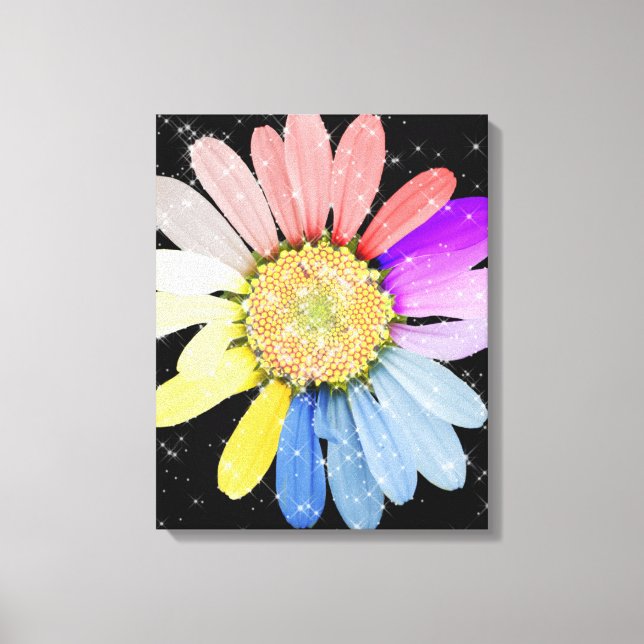 Impressão Em Tela Daisy de Espumante Colorida (Frente)