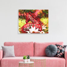 Daisy Horse Abstrato Art Red White Floral