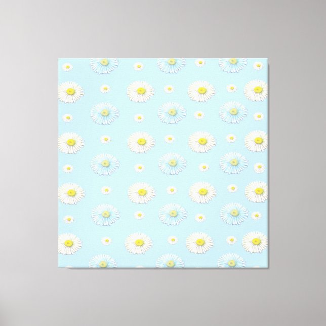 Impressão Em Tela Daisy Pattern sobre fundo azul claro (Frente)