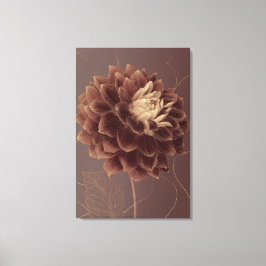 Impressão Em Tela Dália Botânica Flor Marrom Dourado