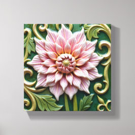 Impressão Em Tela Dália Rosa em Verde