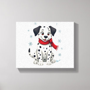 Impressão Em Tela Dalmaciano Snowy Fun dog