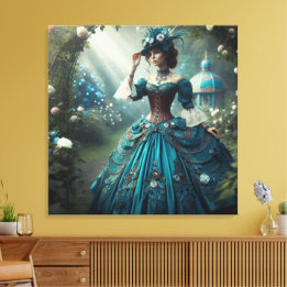 Impressão Em Tela Dama de Jardim Vitoriano Vintage Steampunk