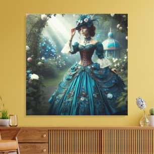 Impressão Em Tela Dama de Jardim Vitoriano Vintage Steampunk