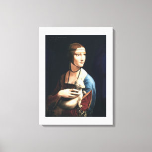 Impressão Em Tela Dama de Leonardo da Vinci com um Ermine (cerca de