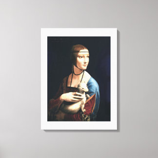 Impressão Em Tela Dama de Leonardo da Vinci com um Ermine (cerca de