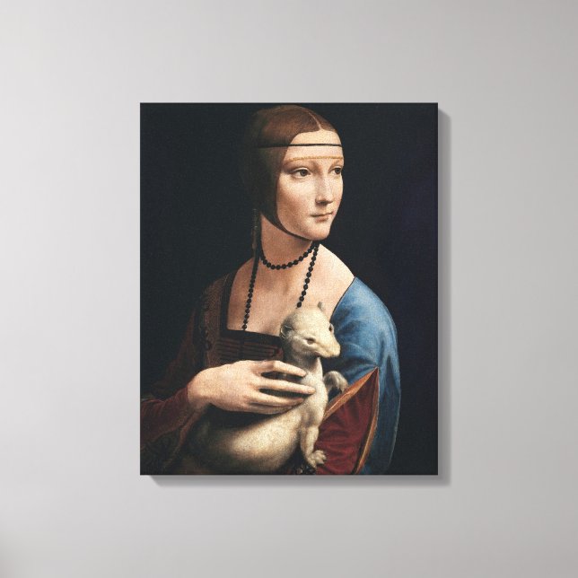 Impressão Em Tela Dama de Leonardo da Vinci com um Ermine (cerca de  (Frente)