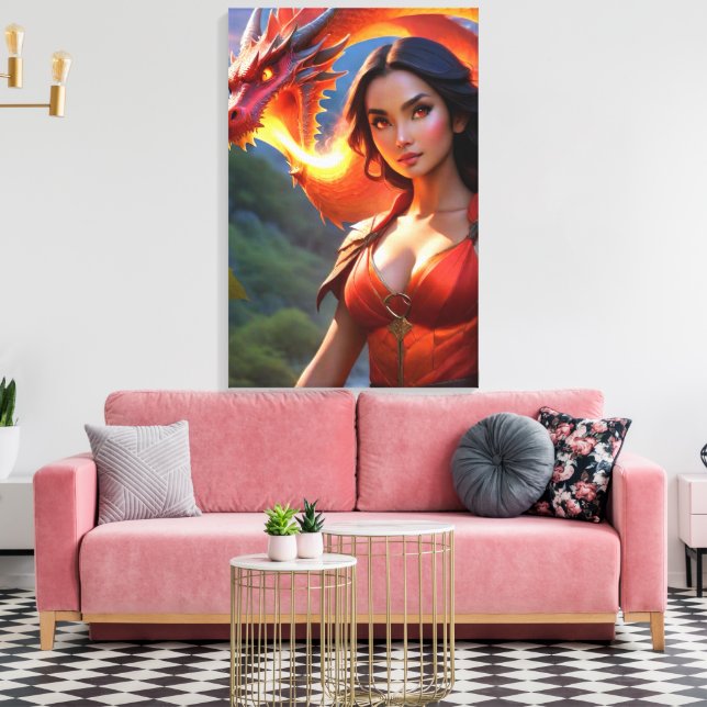 Impressão Em Tela Dama Dragão (Insitu(Sala de estar))