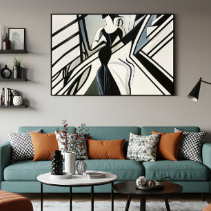 Impressão Em Tela Dama em Silhueta Art Déco